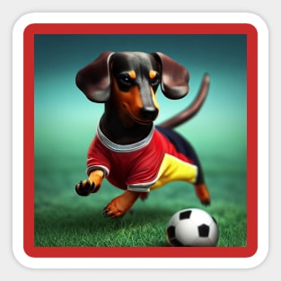 Dachshund Plays Football Sticker